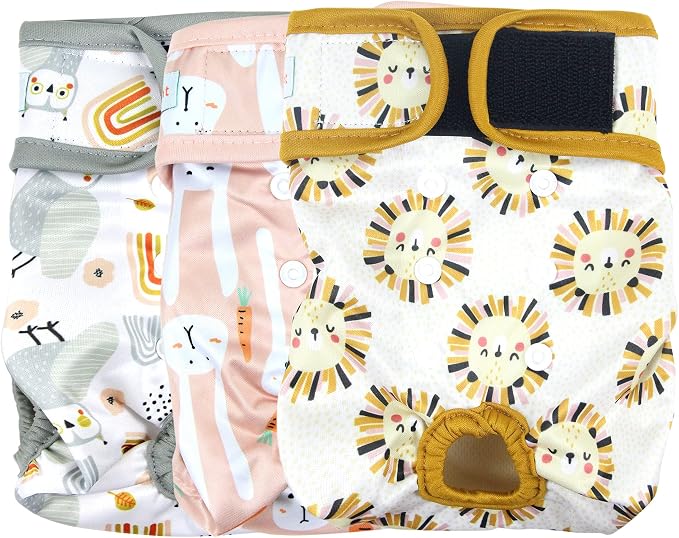Langsprit Washable Female Dog Diapers (3 Pack) - Doggie Reusable Small Medium Large Dog Diapers for Doggy Puppy Female in Period - Highly Absorbent Dog Heat Panties (Small，Waist: 4-8 inches)