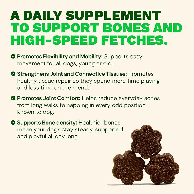 Get Joy Mobility Chew, Hip & Joint Supplement for Dogs, Vet Recommended Soft Daily Activity & Flexibility Support with Glucosamine, MSM & Green-Lipped Mussel, Made in USA, 90 Count