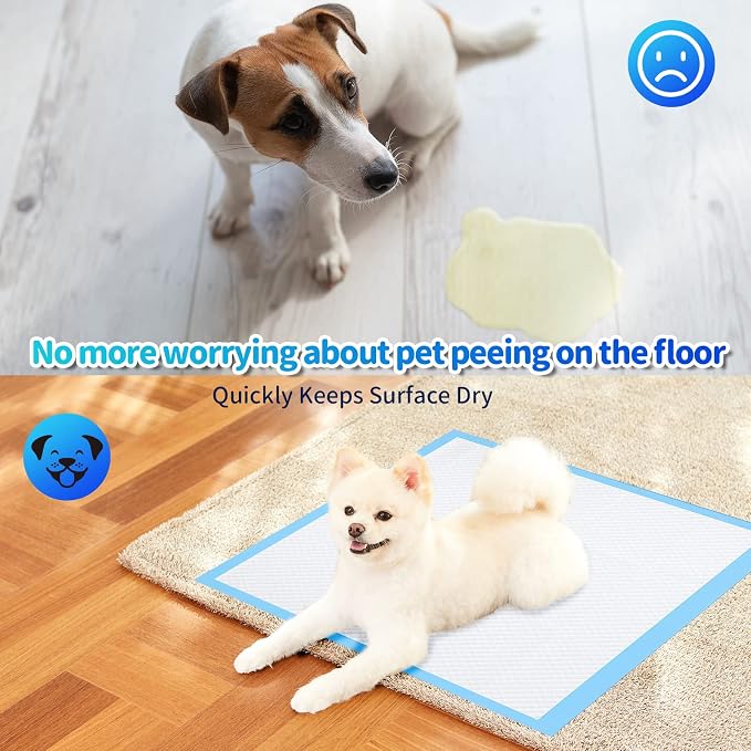 Bulubaky Upgrade Leak-Proof Pet Training and Puppy Pads, 36"x36" 30Counts + 28"x34" 50Counts Pee Pads for Dogs with Thicken Polymer Heavy Absorbency for Cats Dogs Rabbit Parrots