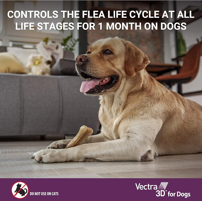 Vectra 3D Flea and Tick Prevention for Dogs, Kills and Repels Fleas, Ticks & Mosquitoes | Fast‑Acting, Waterproof, No Prescription Needed | Extra Small Dogs 5-10 lbs, 3‑Month Supply
