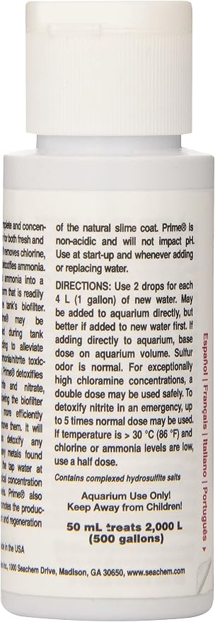 Seachem Prime Fresh and Saltwater Conditioner - Chemical Remover and Detoxifier 50 ml