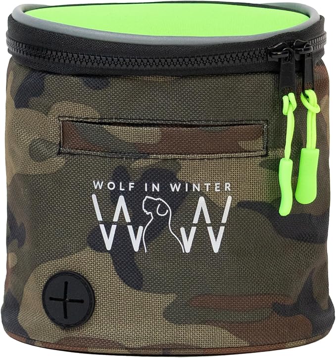 Quickdraw Dog Treat Pouch – Training Bag with Poop Bag Dispenser, Clicker Holder and Waist Belt – Hands-Free, Reflective and Durable for Dog Training and Hikes (Light Green/Camo)