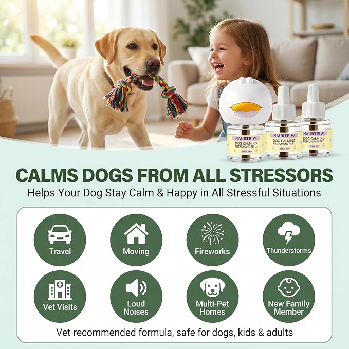 Dog Calming Diffuser 10 Pack (2 Plug-in Diffusers + 8 Refills), 240 Days Supply, Dog Pheromone Diffuser for Anxiety Relief, Reduce Barking, Chewing, Aggression, Indoor Urination & Separation Anxiety