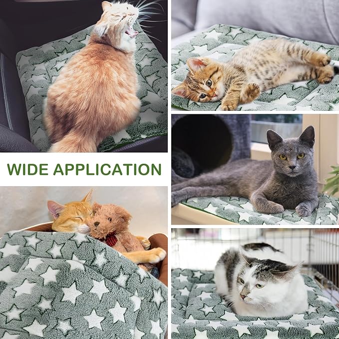 VitalCozy 4 Pcs Dog Crate Pads, Ultra Soft Warm Washable Anti-Slip Kennel Bed Mat for Pets, Reversible, Replaceable, Cage Liner for Small Medium Large Dogs and Cats(18 x 24 x 1.6 Inch,Star,Green)