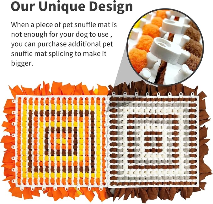 LIVEKEY Pet Snuffle Mat for Dogs, Dog Feeding Mat, Nosework Training Mats for Foraging Instinct Interactive Puzzle Toys (Orange&Yellow&Brown)