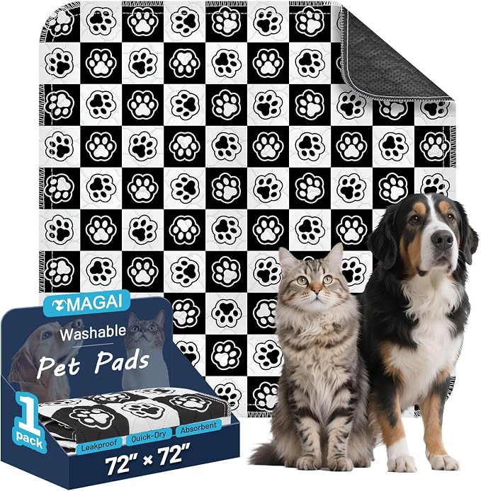 Extra Large Washable Pee Pads for Dogs and Cats, 72x72In 5-Layer Ultra-Absorbent & Leak-Proof Potty Training Pads, Non-Slip Whelping Potty Pads for Housebreak Crates, Floors, Cars, 1 Pack