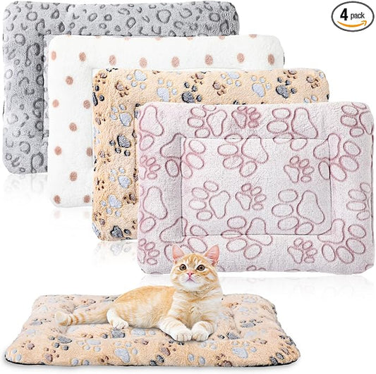 4 Pcs Dog Cat Bed Guinea Pig Mats Ultra Soft Dog Crate Kennel Pad Washable Bunny Bed Anti-Slip Guinea Pig Blankets for Small Animal Pet Cage Accessories(19.7X 13.8 Inch)