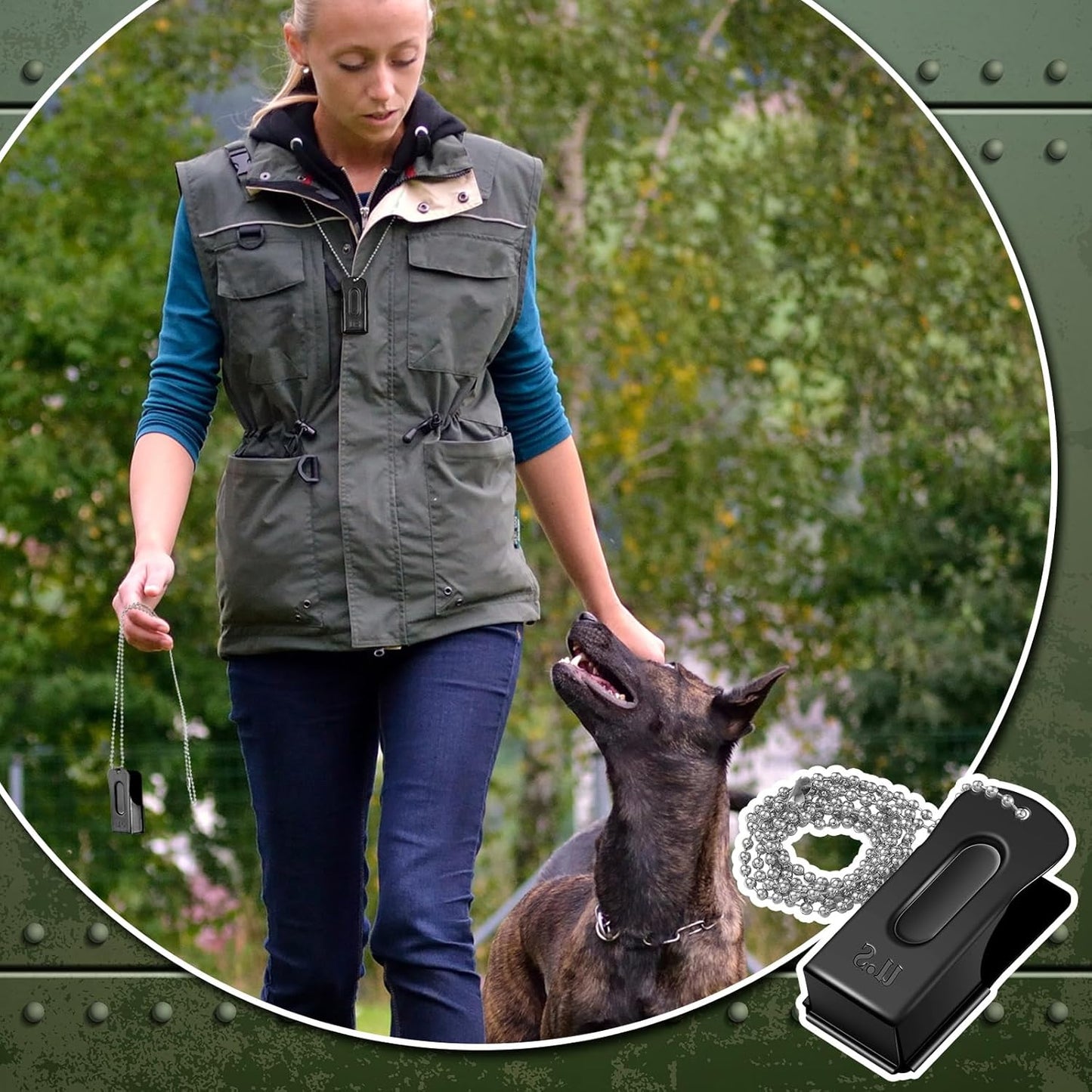 Jenaai 3 Pieces Brass Pet Training Clicker Dog Necklace Signaling Cricket Clicker Training for Puppy Dogs Cat(Black)