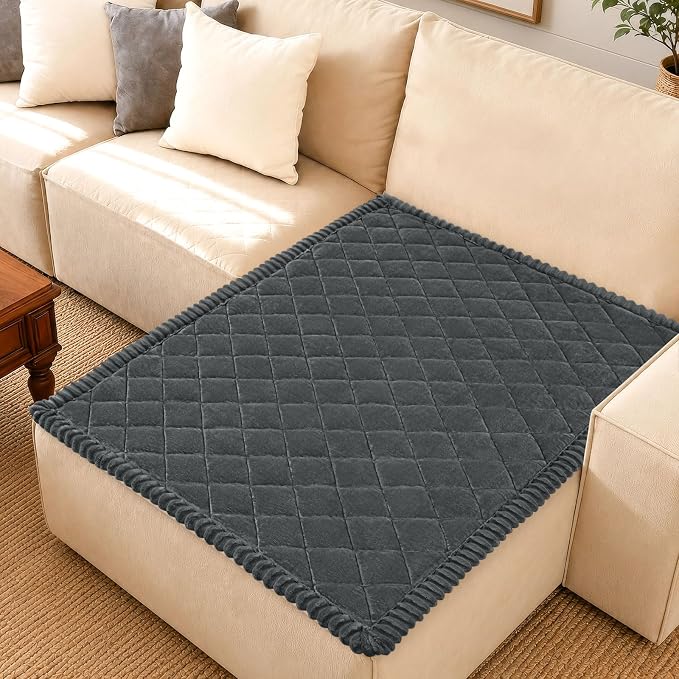 Smiry Couch Cover for Dogs, Non Slip Washable Pet Sofa Protector for Large Dogs, Cats, Fuzzy Plush Sofa Covers for Sectional Sofa, Against Fur, Dirt & Scratch Resistant, Dark Grey, 43"×63"