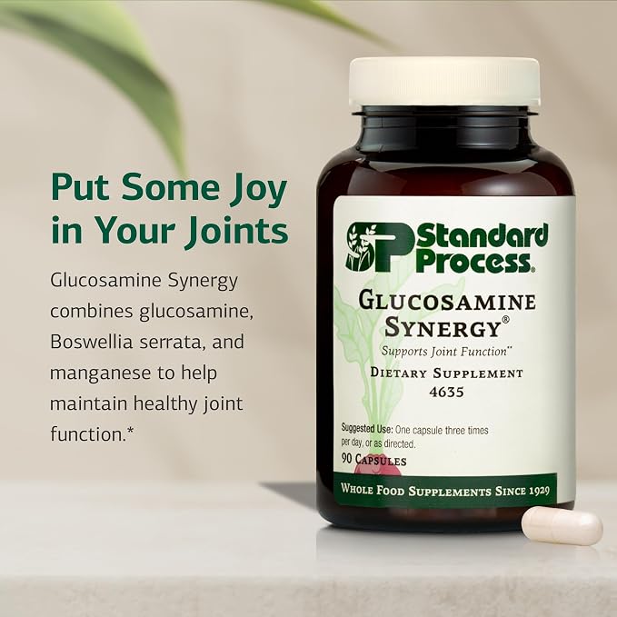 Standard Process Glucosamine Synergy - Joint Health Support Supplement - Connective Tissue with Boswellia Serrata - Whole Food-Based with Manganese - 90 Capsules