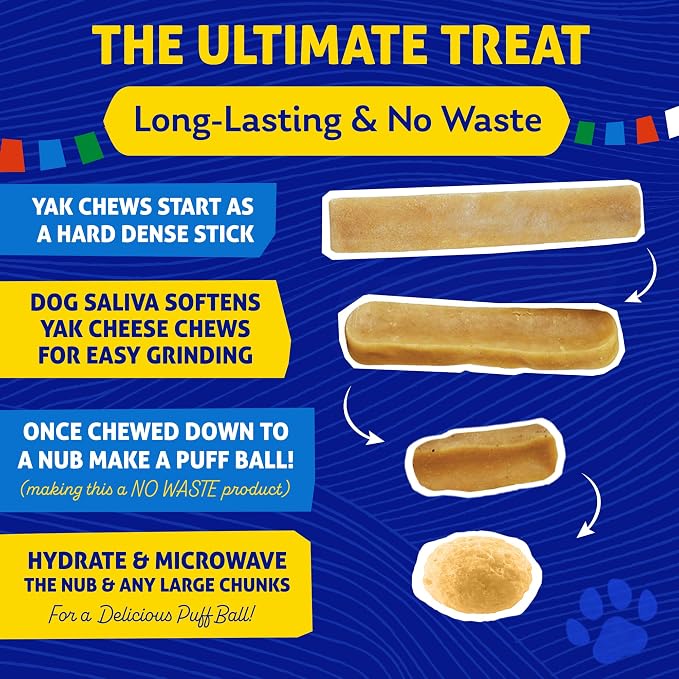 Himalayan Dog Chew Original Yak Cheese Dog Chews,100% Natural,Long Lasting,Gluten Free,Healthy&Safe Canine Treats,Lactose &Grain Free,Protein Rich,Mixed Sizes, Dogs 65 Lbs & Smaller 4Count(Pack of 2)