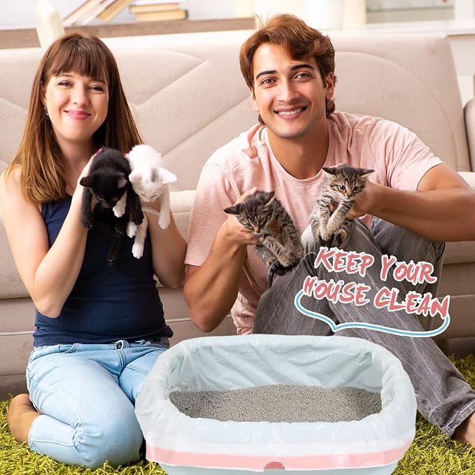Colarr 50 Count Extra Disposable Large Cat Litter Box Liners Scented Jumbo Drawstring Bags for Pet Cat Supplies Litter Box Tray, 36 x 18 Inch