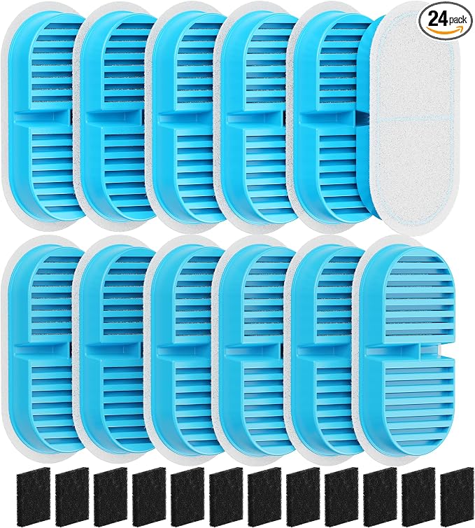 TOONIOOS Cat Filter Set: 24 Filters (Includes 12 Carbon + 12 Sponges) for TOONIOOS W2 Cat Water Fountain - 6 Month Supply