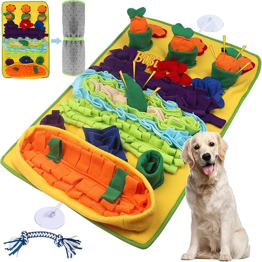 Snuffle Mat for Dogs – Extra Large 32'' x 20'', Washable Slow Feeder Dog Toy, Durable Interactive Dog Puzzle for Mental Stimulation & Nosework Training, with Anti-Slip Suction Cups