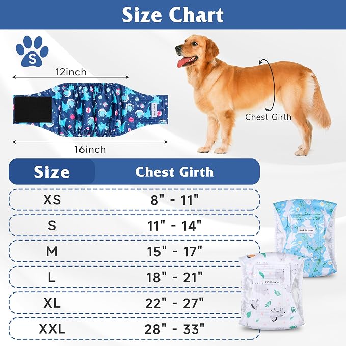 5 Pack Dog Diapers Male, High Absorbing Dog Wraps, Belly Bands for Male Dogs with Incontinence or Frequent Urination, Washable Doggie Diapers Animal XL