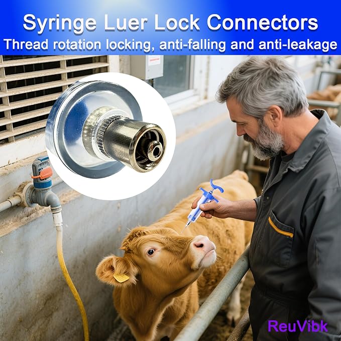 2Pcs 30ML Livestock Syringe, Reusable Adjustable Goat Drench Syringe, with 1 Drench Nozzle 10 Needles, Suitable for Medium And Large Poultry Such As Pigs, Sheep, Cattle, Horses, Etc