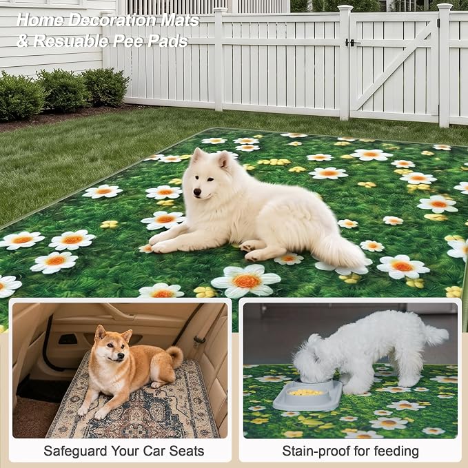 Washable Pee Pads for Dogs, Reusable Puppy Potty Training Pads, Ultra-Absorbent Thick Waterproof Leak-Proof Non-Slip Pads & Mat for Crate, Playpen, Floor, Whelping & Housebreaking , 2 Pack 36"x72"