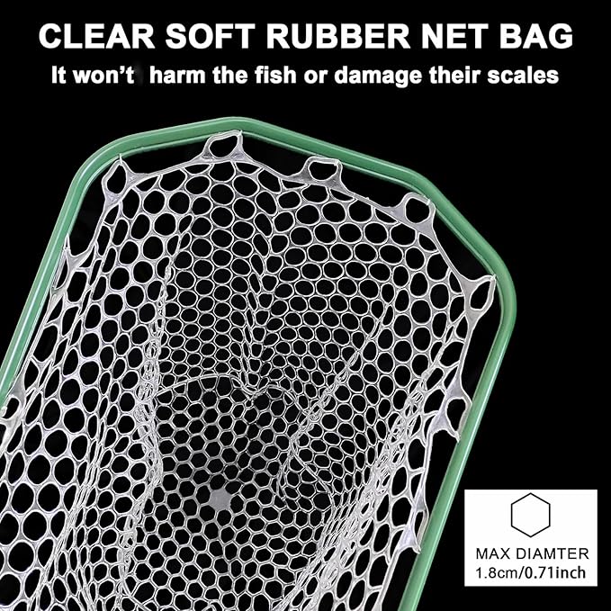 Aventik Fly Floating Fishing Net Carbon Fiber Landing Trout Net Light Weight Clear Rubber Ghost Net Catch & Release