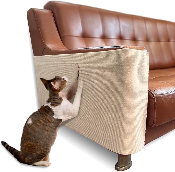 Self Adhesive Cat Scratch Mat to Protect Furniture,16 x 78 in, Couch Protector from Cat Claws Scratching (Beige)