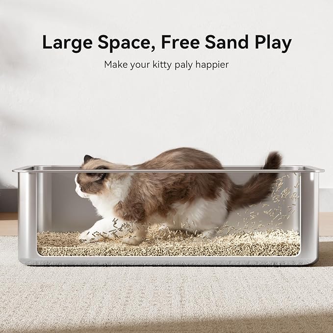 Jotesnew 2 Pack XXXL Stainless Steel Litter Box,28" L*20" W*6" H Large Capacity Metal Cat Litter Box for Big & Multiple Cats,Anti-Leakage,Non-Stick Surface for Easy Cleaning,Odor-Resistant