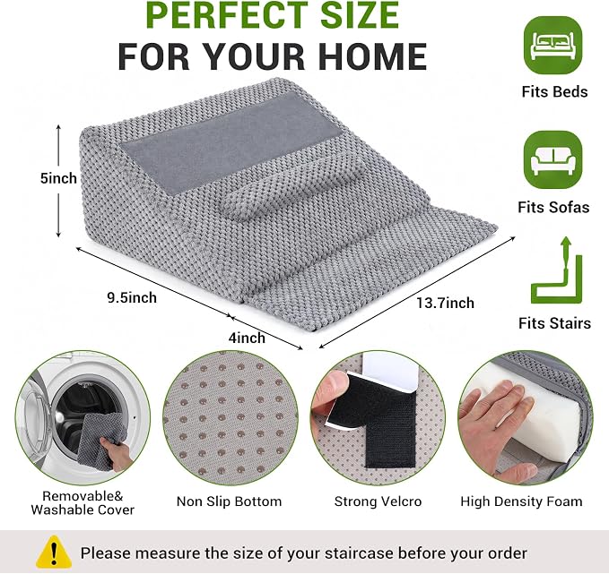 6 Pack Dog Ramp for Stairs for Small & Senior Dogs and Cats | Anti-Slip Bump, Washable Cover, Self-Sticky Pads, Safe Climbing