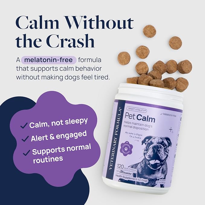 Veterinary Formula Pet Calm 60ct – Vet-Formulated Calming Chews for Dogs with L-Theanine, L-Tryptophan for Behavior Support, Relaxation Treats, Puppy Chews for Stressful Situations, Dog Calming Aid