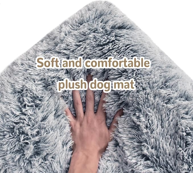 Dog Bed for Extra Large, Jumbo Dogs Breeds,Soft and Comfortable, Washable Plush Anti-Slip Pet Mat - Deluxe Fluffy Kennel Pad, Grey 48 X 29 in