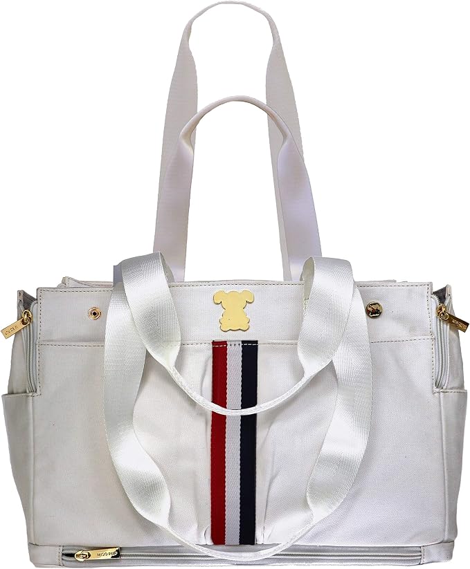 Shell Tote (Shell Tote ONLY for USE with Base PET Carrier, Stripe Canvas - White/RED White Blue)