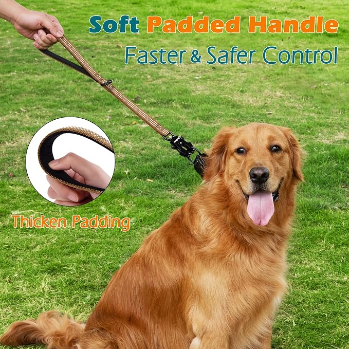 PetBonus Heavy Duty 18 Inch Short Dog Leash and 2-Pack Large Silicone Collapsible Dog Bowls