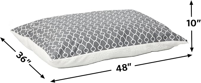 MidWest Homes for Pets Quiet Time Teflon Gray Pillow Dog Bed 48x36, 36 x 48, Large Dog Breed, Gray Geometric Pattern