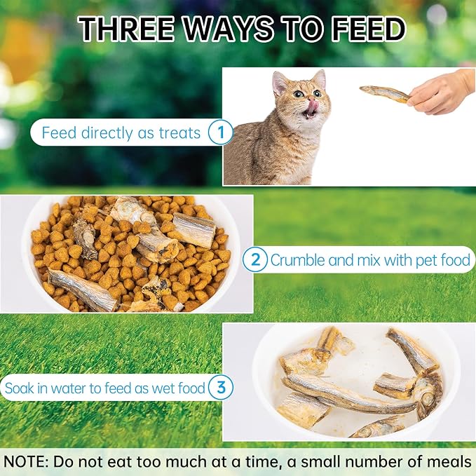 Freeze-Dried Capelin Fish Cat Dog Treats - Single Ingredient Pet Snacks High Protein & Omega-3,Grain-Free, Supports Skin & Joint Health (3.2oz)