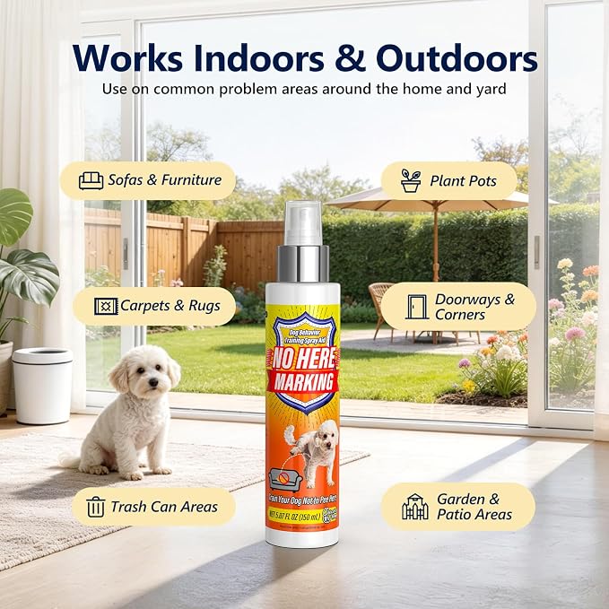Potty Training Spray for Dogs - Dog Deterrent Spray to Stop Marking & Urinating Indoors or Outdoors - Natural No Pee Training Aid for Puppies - Safe for Furniture, Carpet & Floors - Puppy Essentials