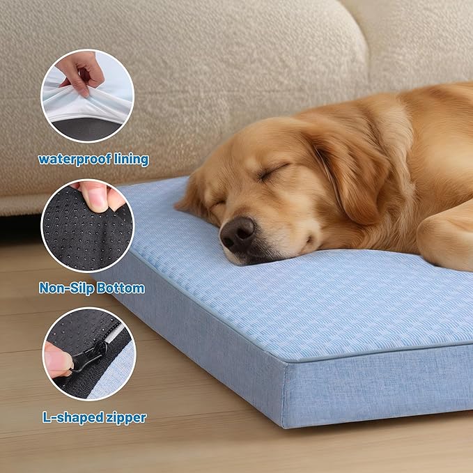 Cooling Dog Bed for Large Dogs, Orthopedic Memory Foam Pet Bed for Crate with Removable Washable Cover,Ideal for Arthritic Dogs (Cooling Fabric, X-Large-41"x 29" x 4")