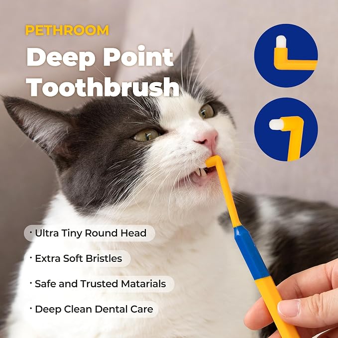 PETHROOM Dog & Cat Dental Kit for Deep Cleaning – Enzymatic Toothpaste & Precision Toothbrush (Rounded Head), Plaque & Tartar Control, EWG Verified, Fresh Breath, Apple Flavor, 2.1 oz