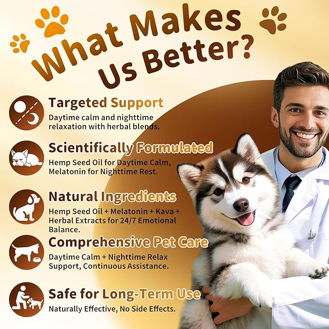 Dog Calming & Melatonin Drops, Day & Night Calm Support Set, Anxiety & Stress Support Calming Treat, Enhance Calmness & Sleep for Separation, Travel, Fireworks & Thunder, Chicken Flavor, 2 FL.Oz