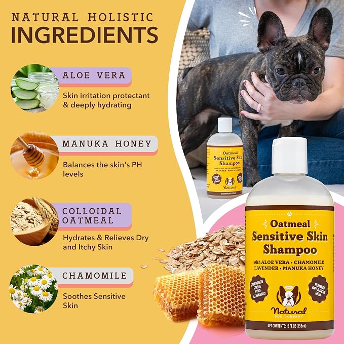 Natural Dog Company Bundle: Allergy & Itchy Defense Chews (90 ct) + Oatmeal Shampoo (12 oz) – Dog Allergy & Itchy DefenseSupport Supplement with Probiotics + Soothing Shampoo for Sensitive Skin