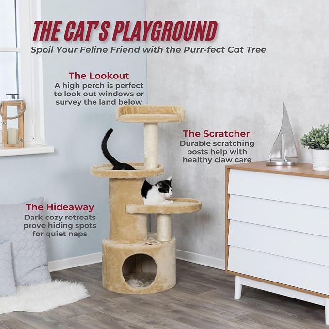 TRIXIE Pet Products Oviedo Cat Tree (Beige), Large (11 x 19 x 41 in.) (4384)