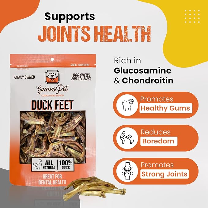 Gaines Family Farmstead Duck Feet & Sweet Potato Dog Treats Bundle – 20 ct Duck Feet + 14 oz Sweet Potato Bones, Grain-Free, Single Ingredient Chews, Healthy Dog Snacks, Made in USA