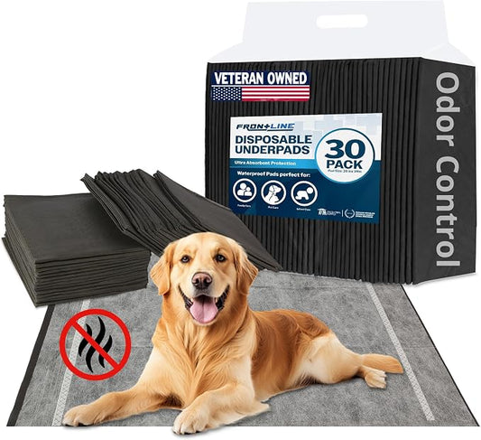 Charcoal Infused Pee Pads for Dogs and Cats, 30 Count, XL, 28"x34" | 6 Layer, Odor Control, Training Underpads, For Dogs, Cats, and Pets, Floor and Furniture Protectors