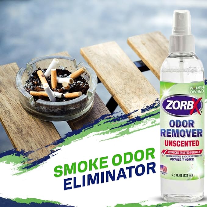 ZORBX Bundle of Odor Remover Sprays and Refill Solution - Perfect Solution for Funky and Foul Smells - All-Purpose Deodorizer Bundle - Includes 4 Odor Remover Sprays (7.5 Fl Oz) & Gallon (128 Fl Oz)