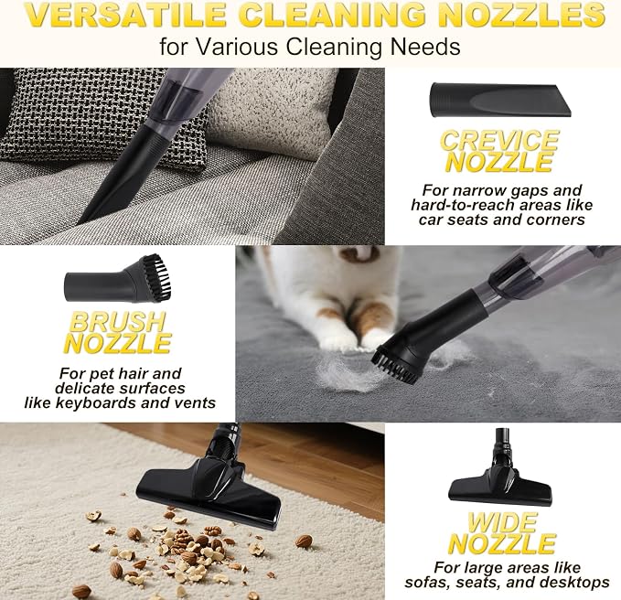 Cordless Handheld Vacuum Compatible with DeWalt 20V Max Battery (Battery NOT Included) 120W Brushless Portable Car Vacuum Cleaner with Washable HEPA Filter for Auto & Pet Hair