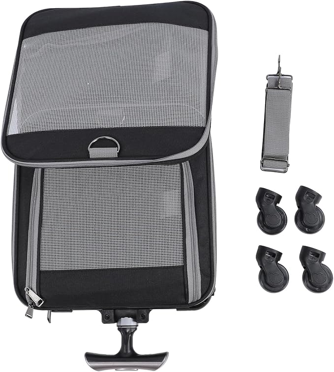 Pet Carrier with Wheels, Expandable Rolling Cat Dog Carrier for Medium and Small Dogs and Cats Pet Travel on Wheels with Upgraded and Telescopic Handle