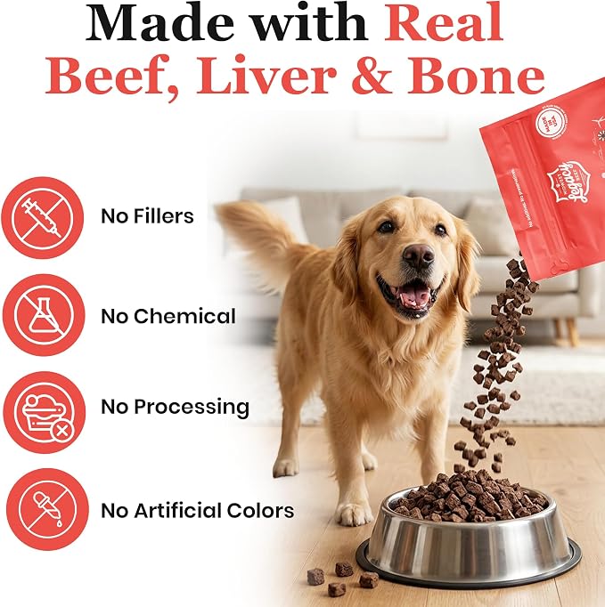 Freeze Dried Raw BLT & Bone Dog Food (8 Oz), Beef Liver and Tripe Recipe with Ground Bone, High Protein Freeze Dried Dog Food and Topper for Dog's of All Life Stages, Made in USA