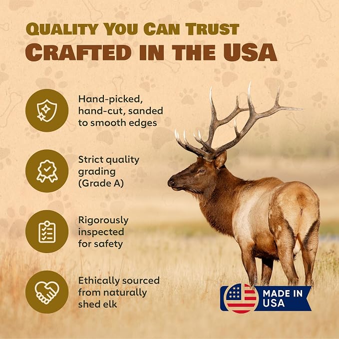 Extra Small 4 Pack (Splits) All Natural Premium Grade A. Elk Antler Chew. Naturally Shed, Hand-Picked, and Made in The USA. NO Odor, NO Mess. GUARENTEED SATISIFACTION. for Dogs 10-20 lbs