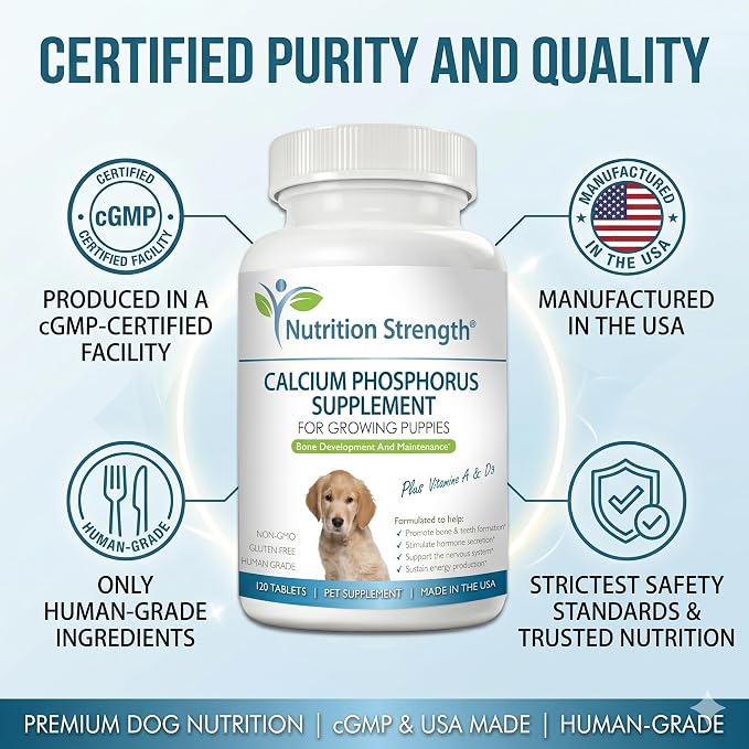 Calcium Phosphorus for Dogs Supplement, Provide Calcium for Puppies, Promote Healthy Dog Bones and Puppy Growth Rate, Dog Bone Supplement, 120 Chewable Tablets