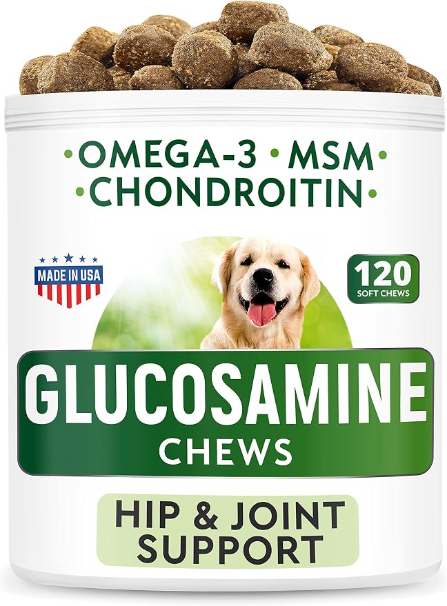 Allergy Relief + Glucosamine Dog Treats Bundle - Itchy Skin Relief + Joint Pain Relief - Omega 3 + Pumpkin, Enzymes + Chondroitin, MSM - Seasonal Allergies + Hip & Joint Care - 240 Chews - Made in USA