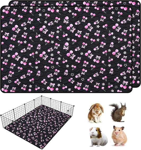 2 Pack Waterproof Guinea Pig Cage Liner, 36" x 48" Washable Reusable Guinea Pig Liner, Super Absorbent Leak-Proof Pet Pee Pad Mats for Guinea Pigs Rabbit Chinchilla Bunny Hamster