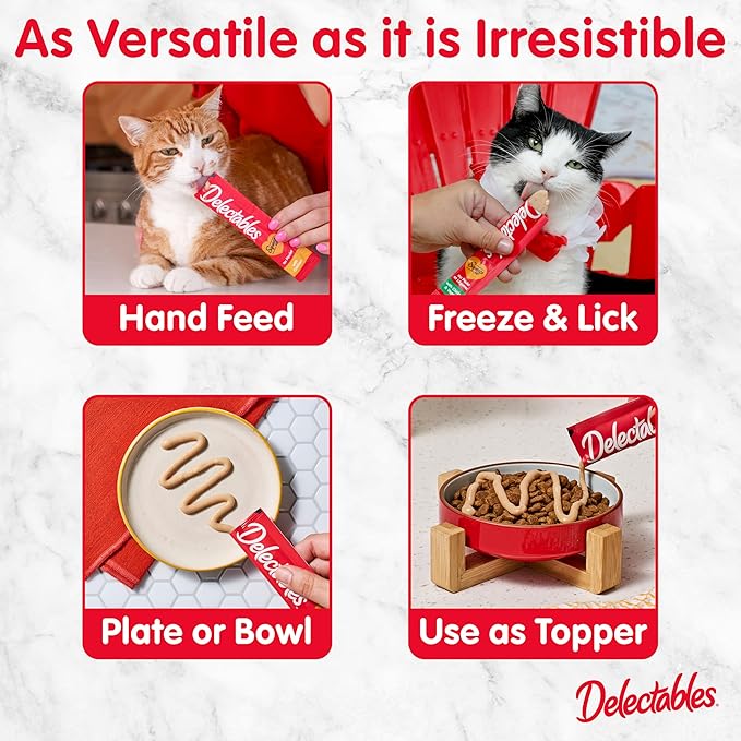 Delectables Squeeze Up Variety Pack, Creamy Squeezable Puree, Lickable Wet Cat Treats, Grain Free, No Fillers, by-Products, Preservatives, 0.5 Ounces Tube, 54 Tubes Total