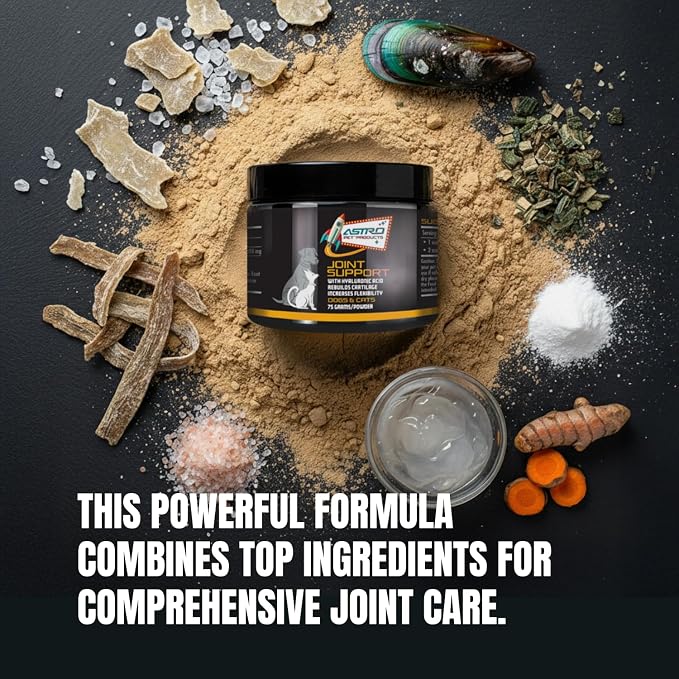 AstroPet - Joint Support - Joint Dietary Supplement for Dogs & Cats - Supports Cartilage Repair, Flexibility & Stiffness - Green Lipped Mussels, Glucosamine & Chondroitin - Made in USA - Powder - 75 g