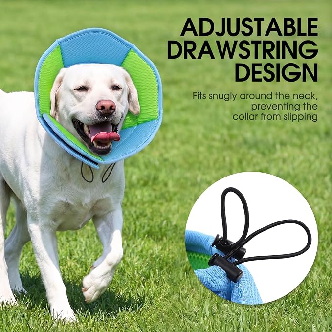 Dog Cone - Soft Cone for Dogs to Stop Licking, Pet E-Collar Alternative After Surgery, Adjustable Pet Recovery Collar for Wound Healing, Light Blue Small